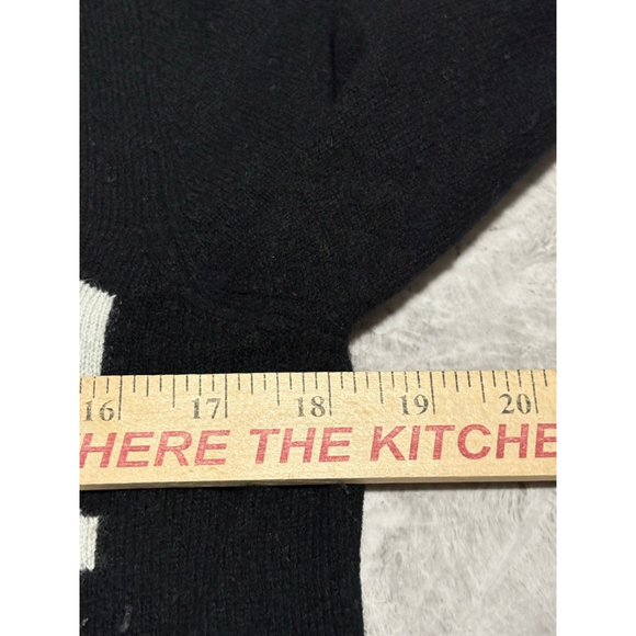 Women's Jumper Black Grey SKI Cashmere Crew Neck Sweater Size 2 - Picture 6 of 7